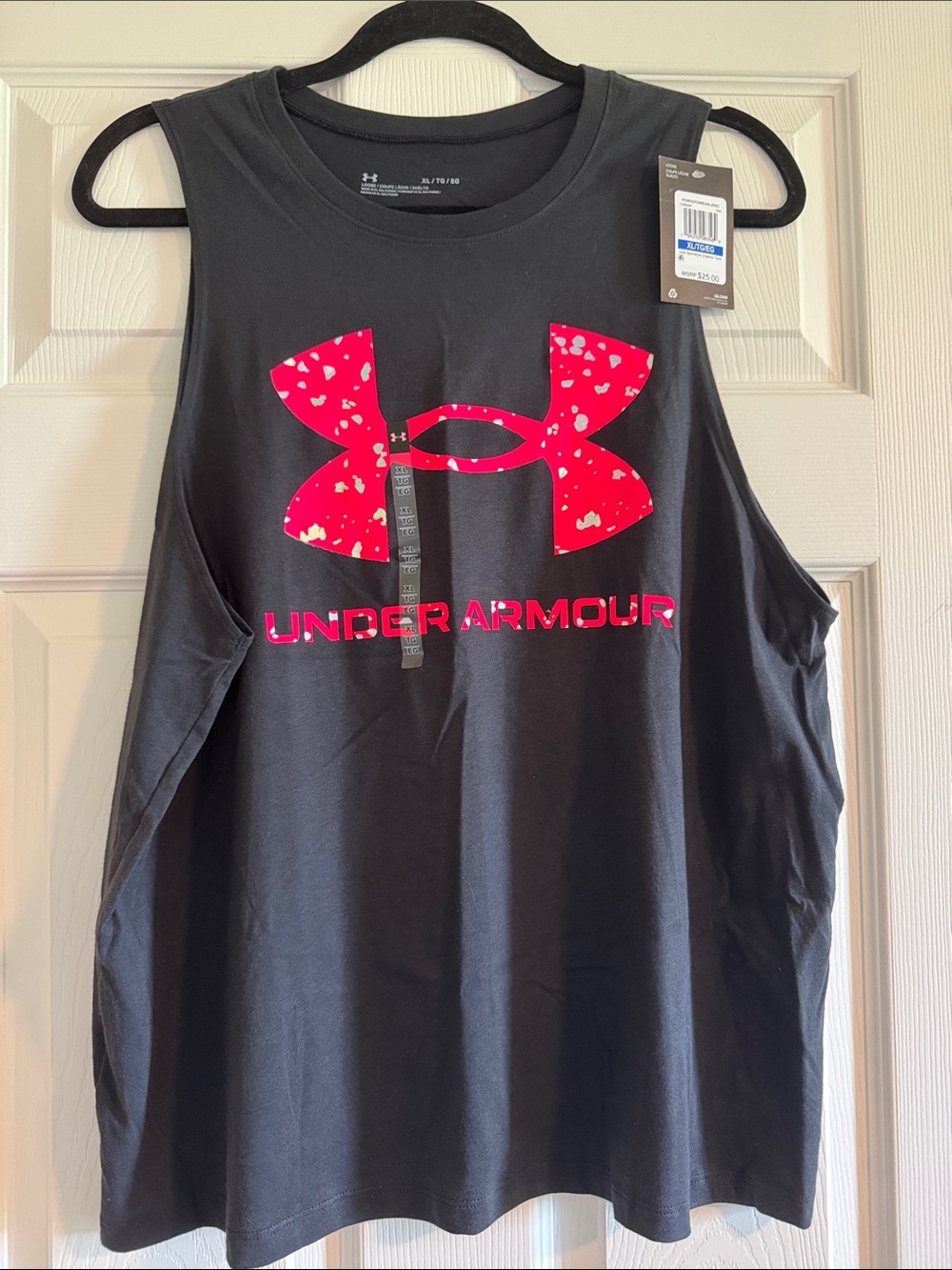 Under Armour Black Muscle Tank with Hot Pink Logo